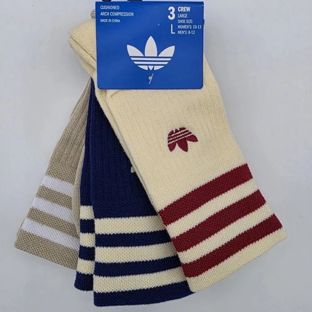 Adidas Crew Socks Unisex L Multicolor Excellence Cushioned Arch Compressio 3 Prs